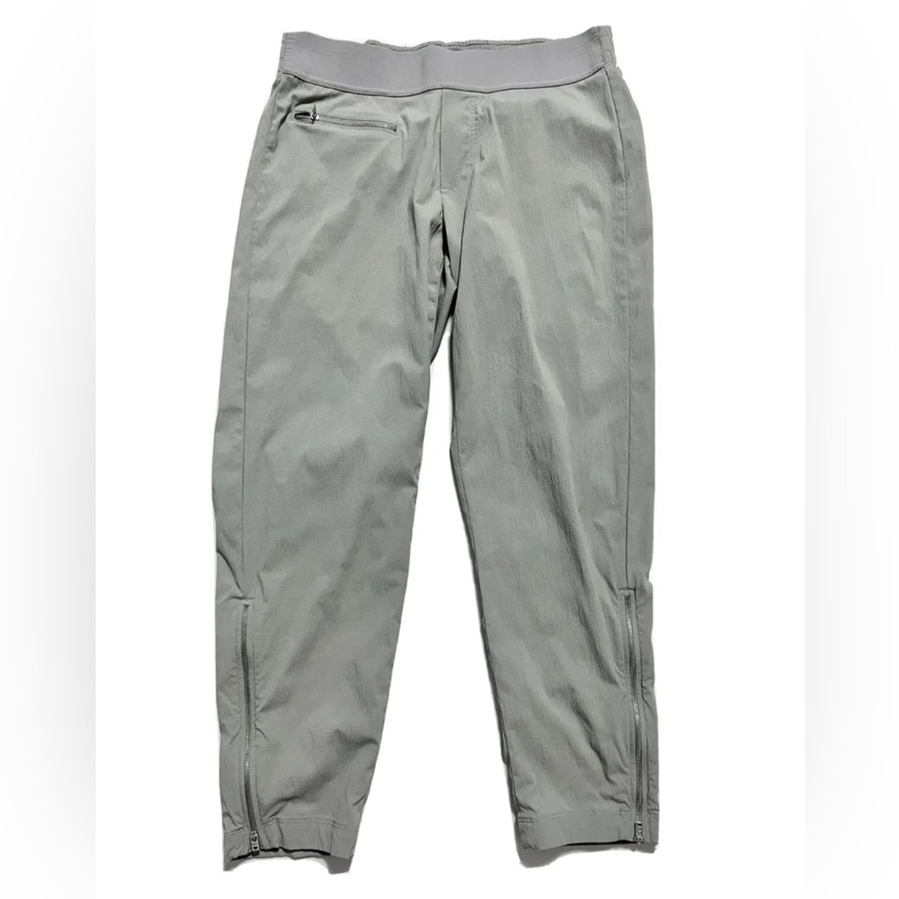 ATHLETA Size 4P Mod Trekkie Crop Pants Gray Zip Ankle Elastic Waist 291743